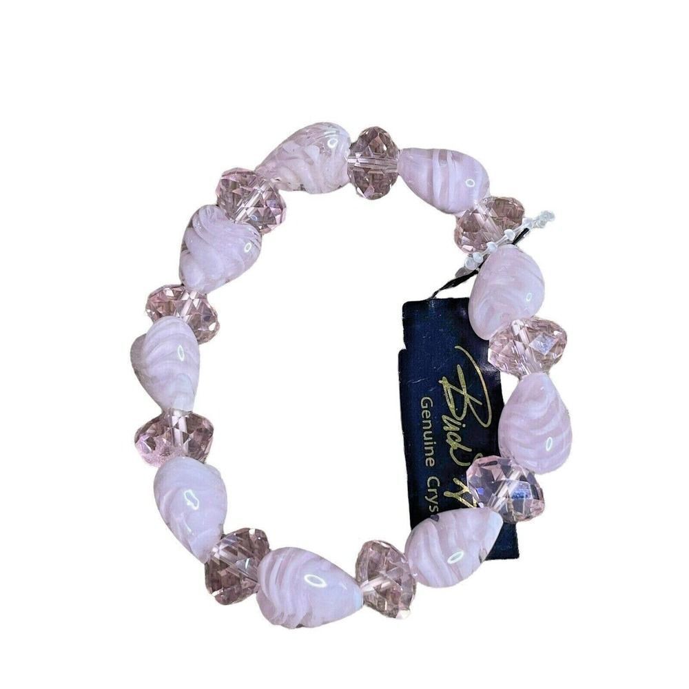 NWT Birch Hill Pink Bracelet Stretch Genuine Crystal Heart-Shaped
